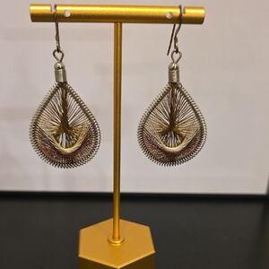 Elegant Silver and Brown Decorative Earrings